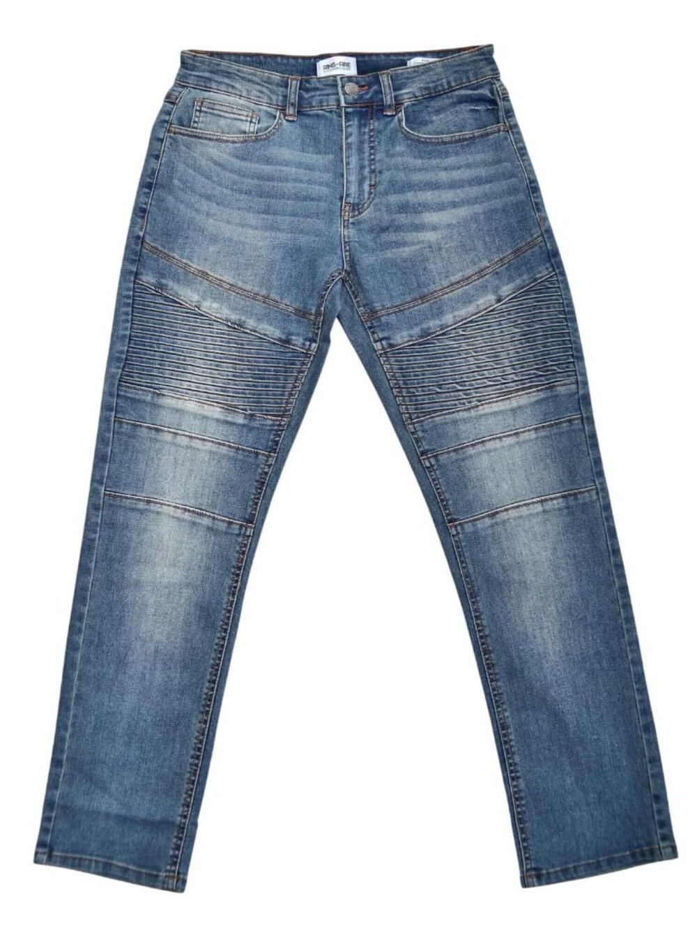 NWT Ring Of Fire Boys Chase Moto Denim Slim Jeans RBB0931 Dusk Wash Blue 16